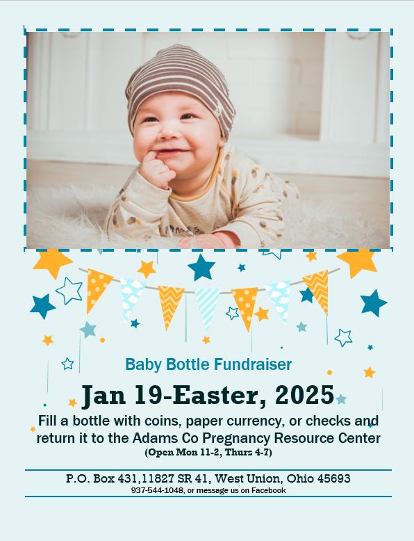 Baby Bottle Fundraiser flier 2025